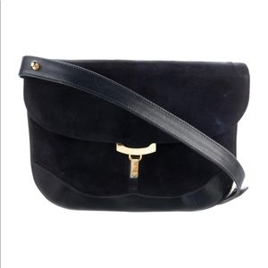 Salvatore Ferragamo Rich Navy Blue suede and leather shoulder bag